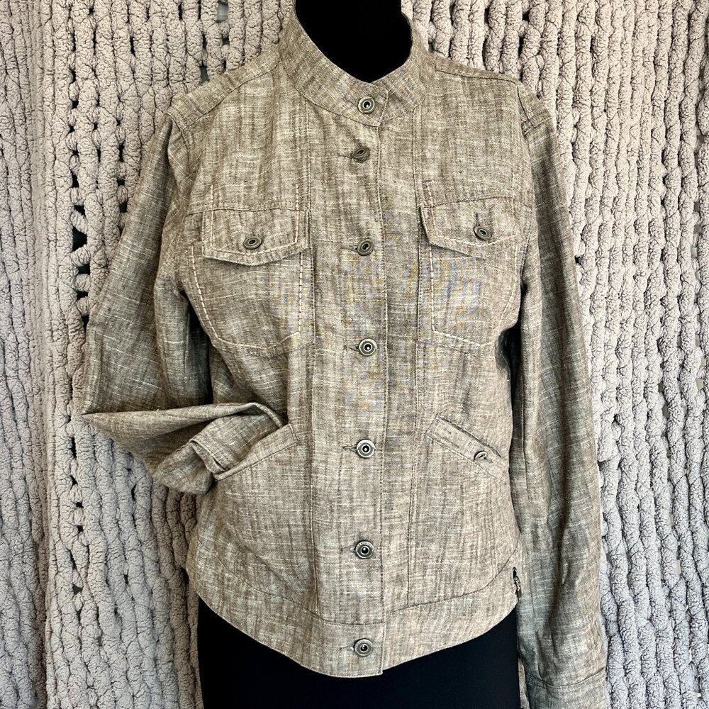 Mexx Light Brown Linen Blend Utility Jacket – Size 12